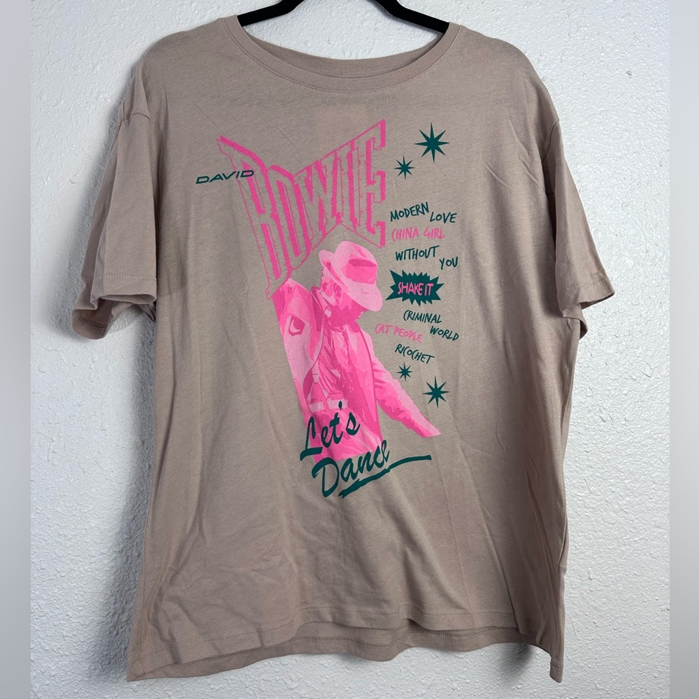 David Bowie Graphic Tan‎ T-Shirt Size Medium